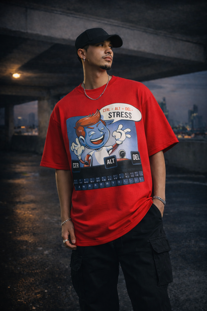 Zero-Stress Zone Oversize T-shirt | Red